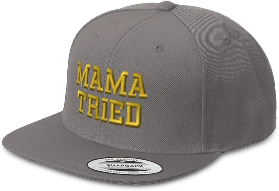 Speedy Pros Snapback Hats for Men & Women Mama Tried Mom Acrylic Flat Bill Baseball Cap
