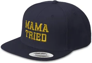 Speedy Pros Snapback Hats for Men & Women Mama Tried Mom Acrylic Flat Bill Baseball Cap