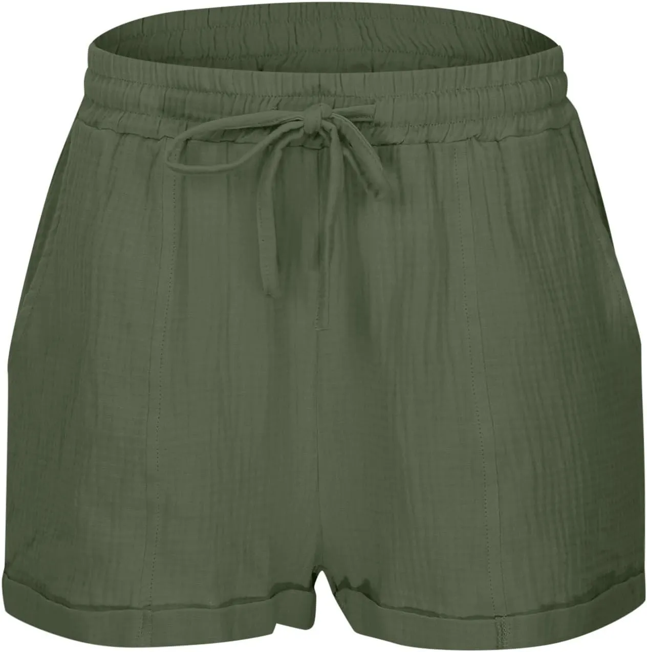 Summer Beach Shorts for Women High Elastic Waist Casual Chino Shorts Lightweight Drawstring Stretch Dressy Pants with Pockets