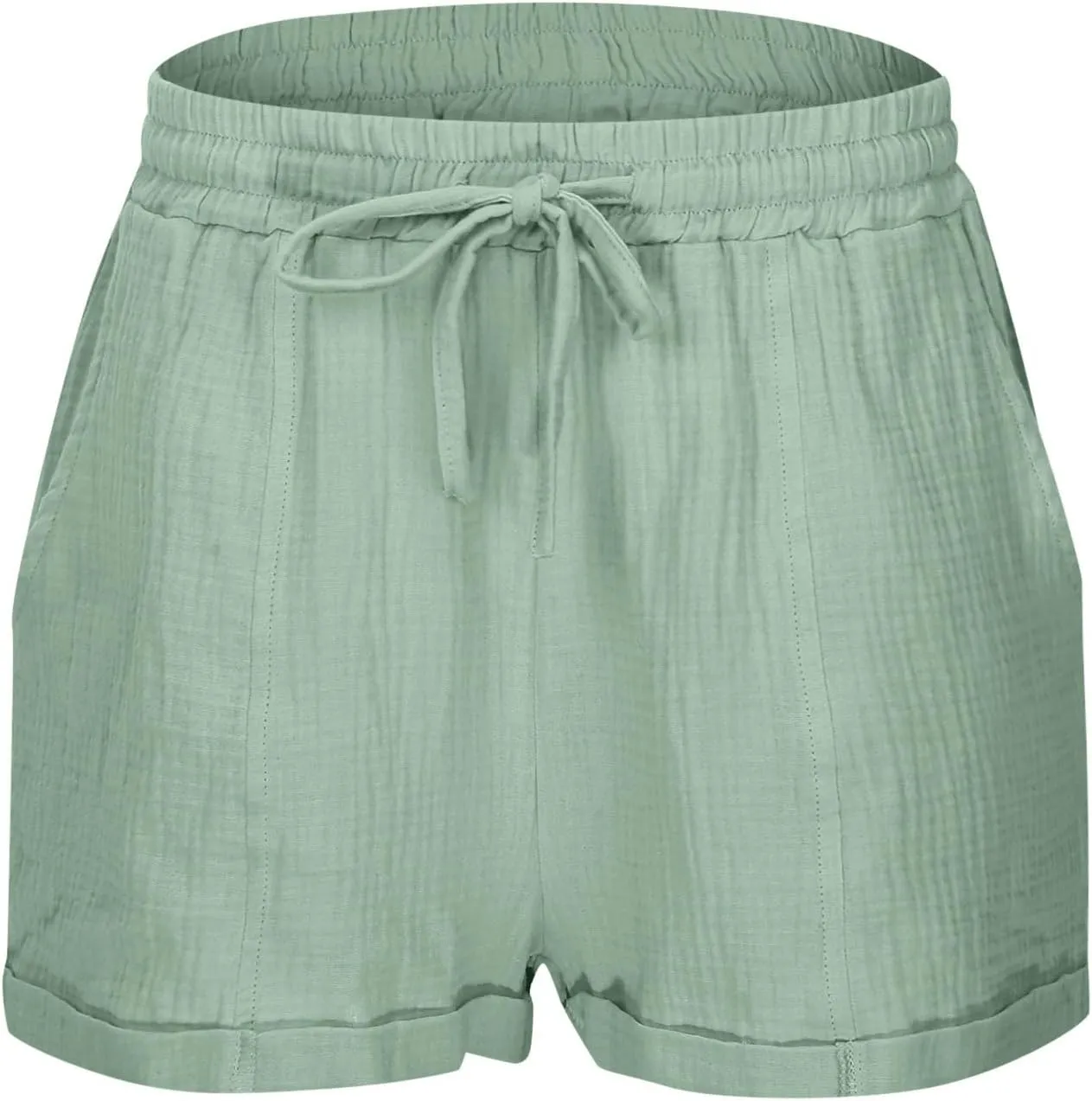 Summer Beach Shorts for Women High Elastic Waist Casual Chino Shorts Lightweight Drawstring Stretch Dressy Pants with Pockets