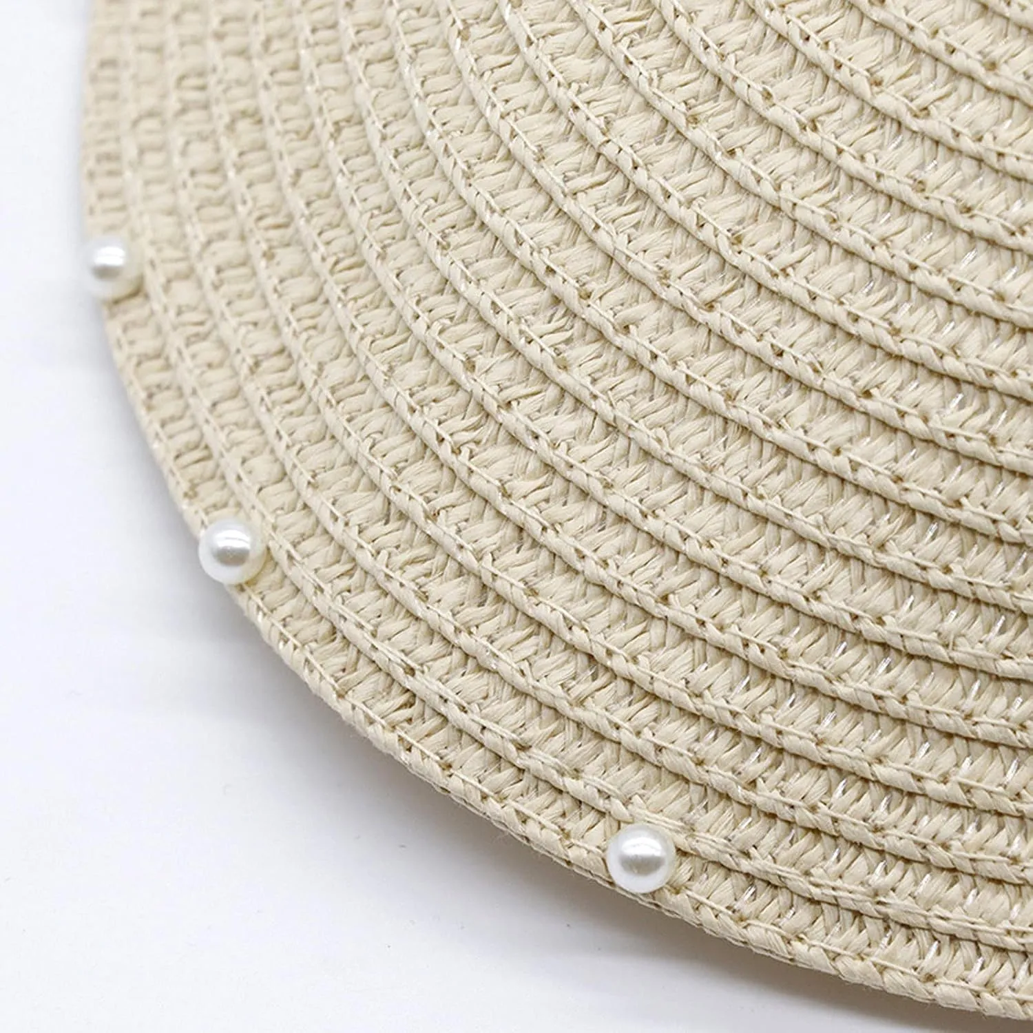 Sun Hat with Pearls for Women Sun Beach Visor Cap with Wide Brim for Sports Beach Hiking