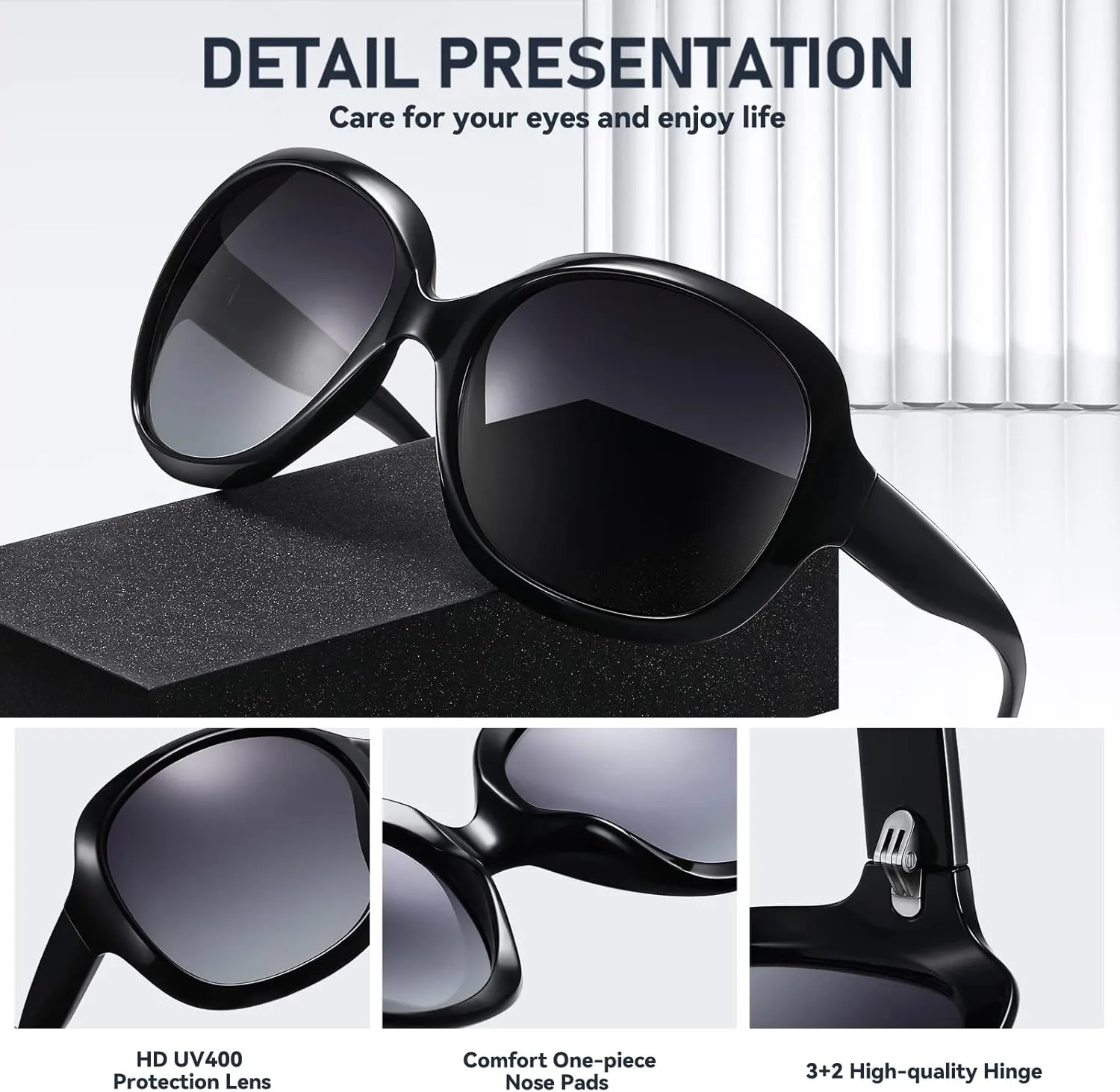 Sunglasses Womens Polarized Oversized Sunglasses for Women Trendy Classic Large Driving Sun Glasses UV400 Protection