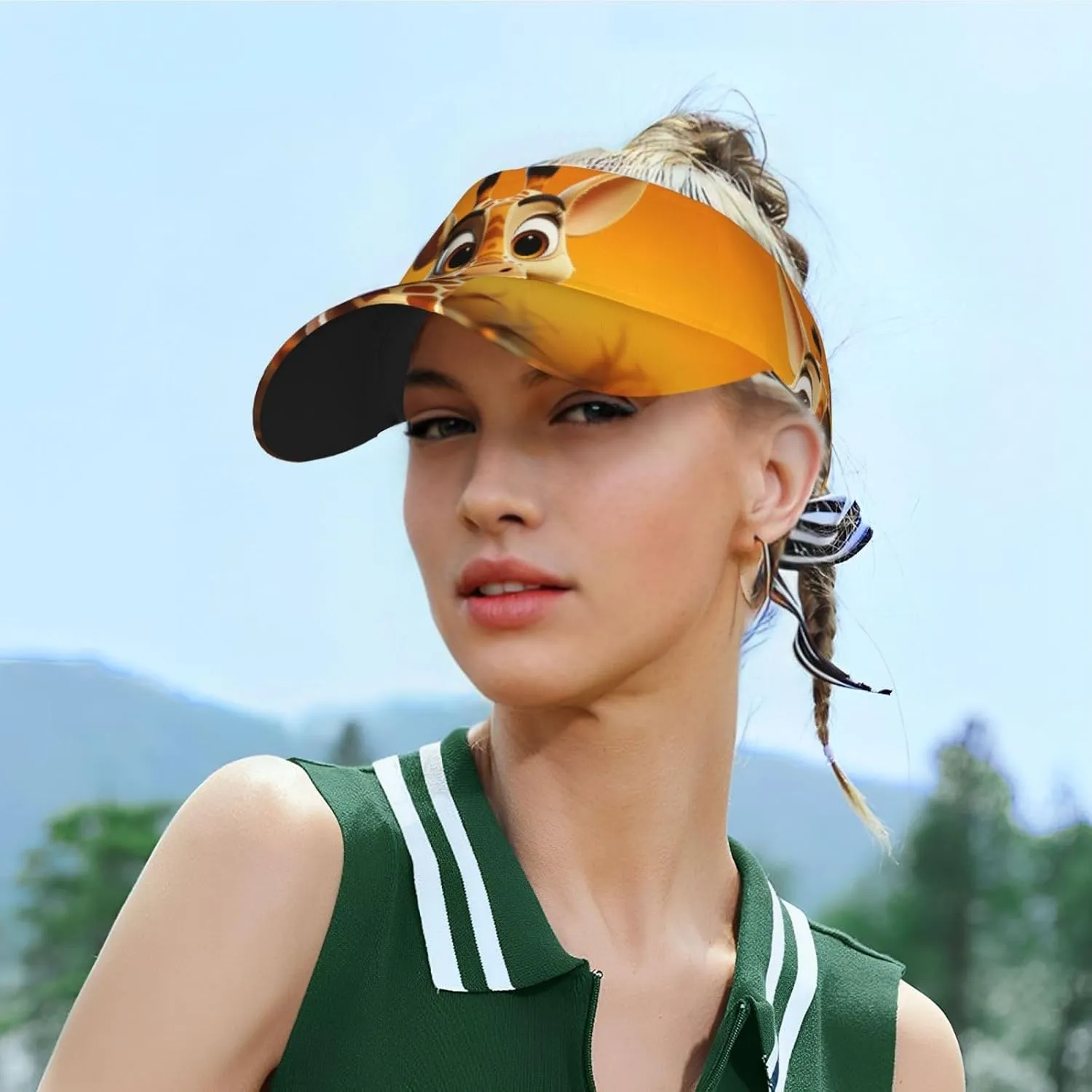 Sunscreen Visor Hats for Women Men Adjustable Empty Top Beach Cap Blue and Orange Flowers Sun Hat Outdoor Sports
