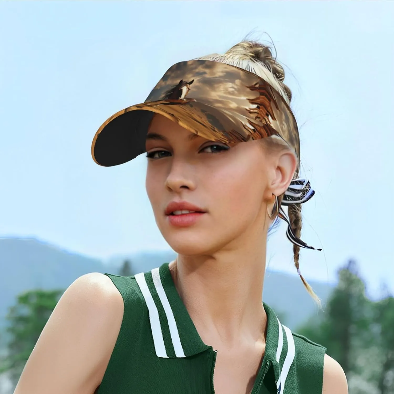 Sunscreen Visor Hats for Women Men Adjustable Empty Top Beach Cap Leopard in The Woods Sun Hat Outdoor Sports