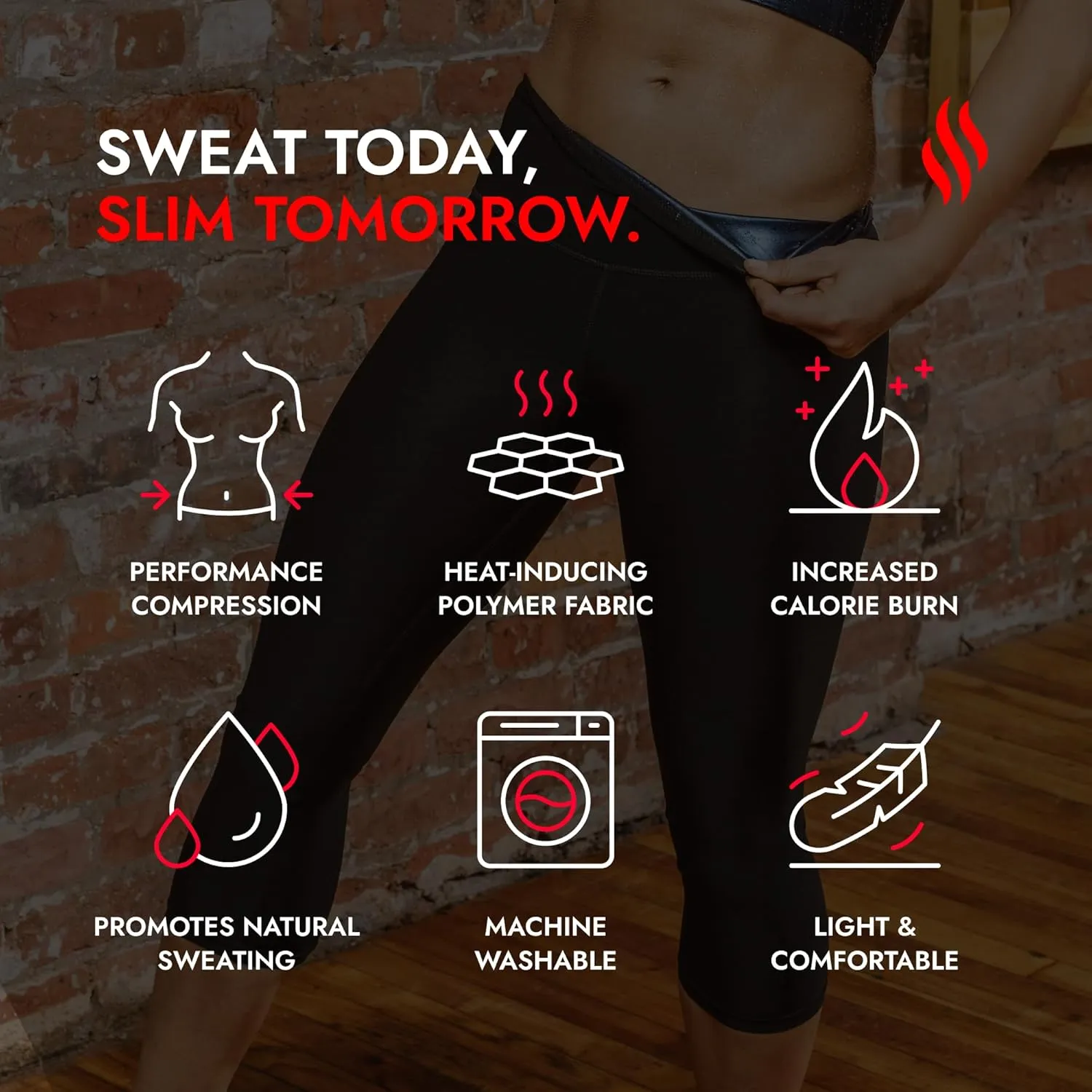 Sweat Shaper High Rise Leggings, Compression Slimming Leggings, High Waisted Sauna, Tummy Control, Body Sculpting Yoga Pants