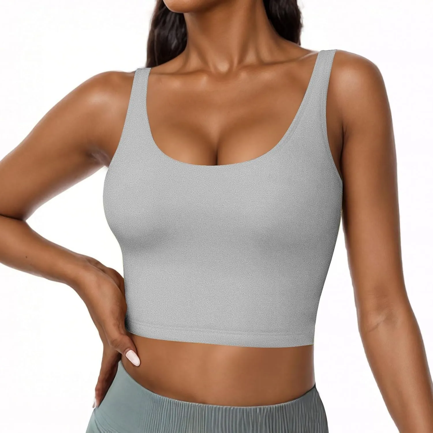 Tank Top with Built in Bra for Women Summer Basic Padded Yoga Shirts Shelf Bras Workout Camisole Casual Undershirt