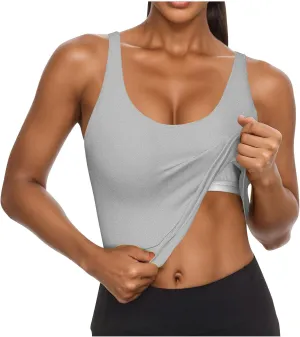 Tank Top with Built in Bra for Women Summer Basic Padded Yoga Shirts Shelf Bras Workout Camisole Casual Undershirt