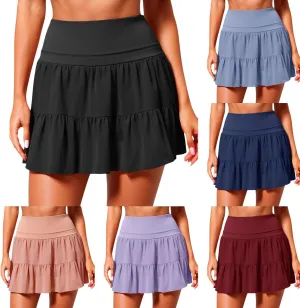 Tennis Skirts for Women with Shorts High Elastic Waist Ruffles Workout Running Skirts with Pocket Sports Athletic Skorts
