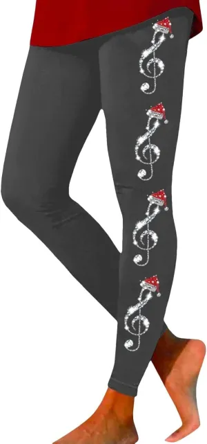 Thick Winter Warm Thermal High Waisted Women Long Printed Christmas Pants Cold Weather with Pockets Womens Leggings