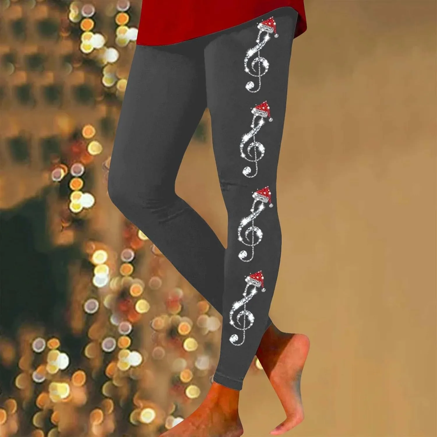 Thick Winter Warm Thermal High Waisted Women Long Printed Christmas Pants Cold Weather with Pockets Womens Leggings