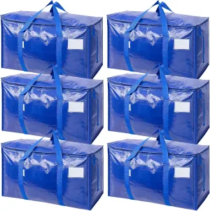 TICONN 6 Pack Extra Large Moving Bags with Zippers & Carrying Handles, Heavy-Duty Storage Tote Moving Boxes for Space Saving
