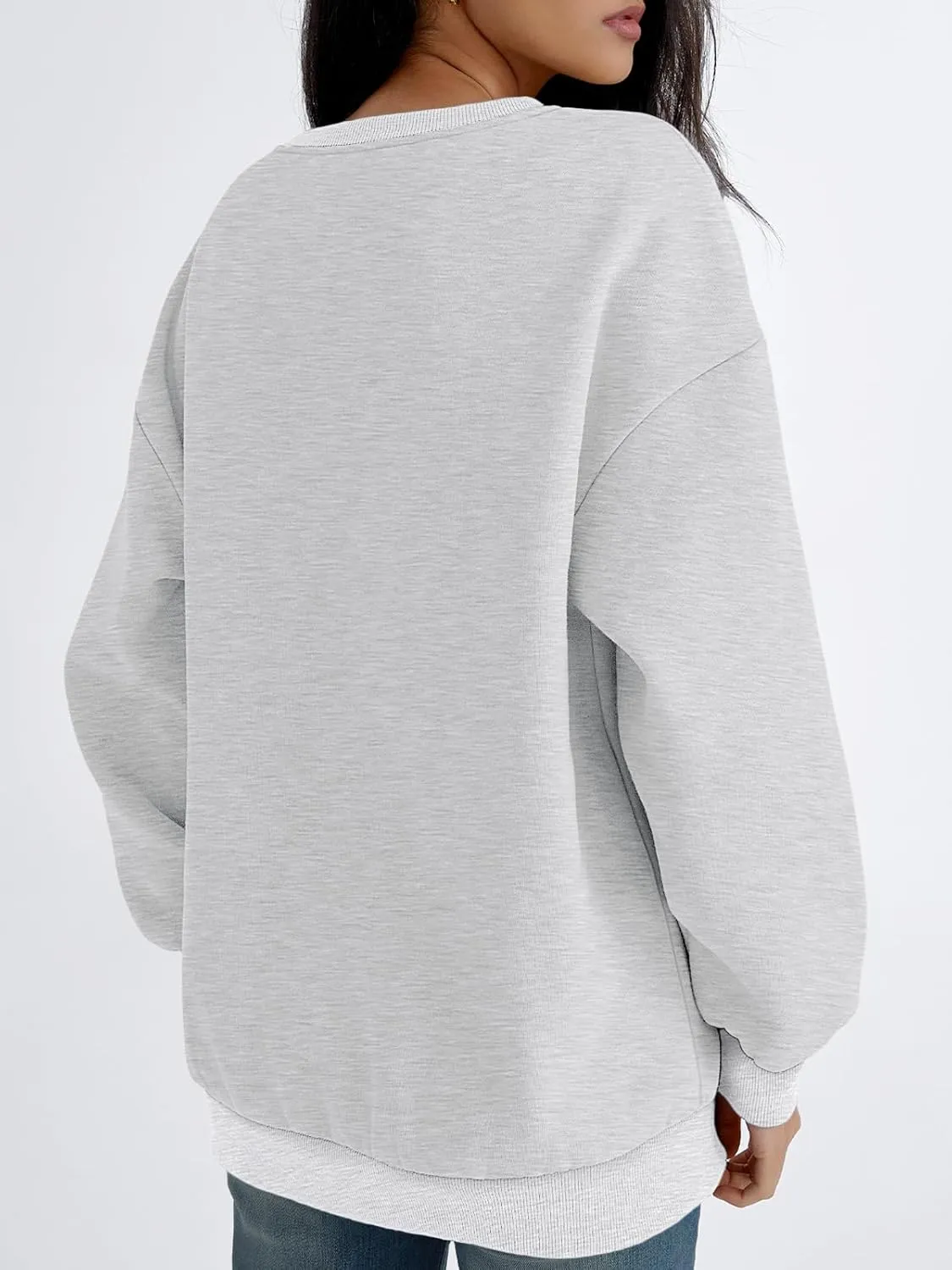 Trendy Queen Women's Oversized Color Block Fleeced Crewneck Sweatshirt