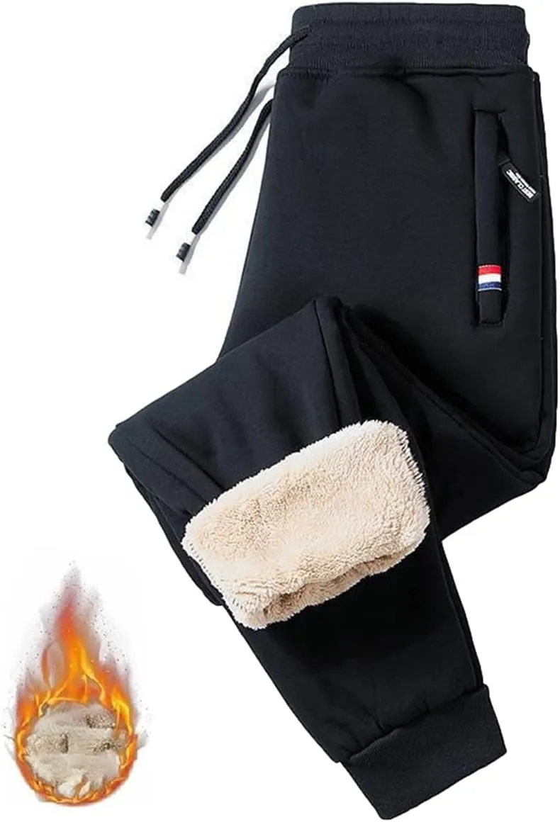Unisex Fleece Jogging Bottoms - Embrace Cozy Comfort, Lambswool Fleece-Lined Joggers, Winter Warm Wide Leg Trousers