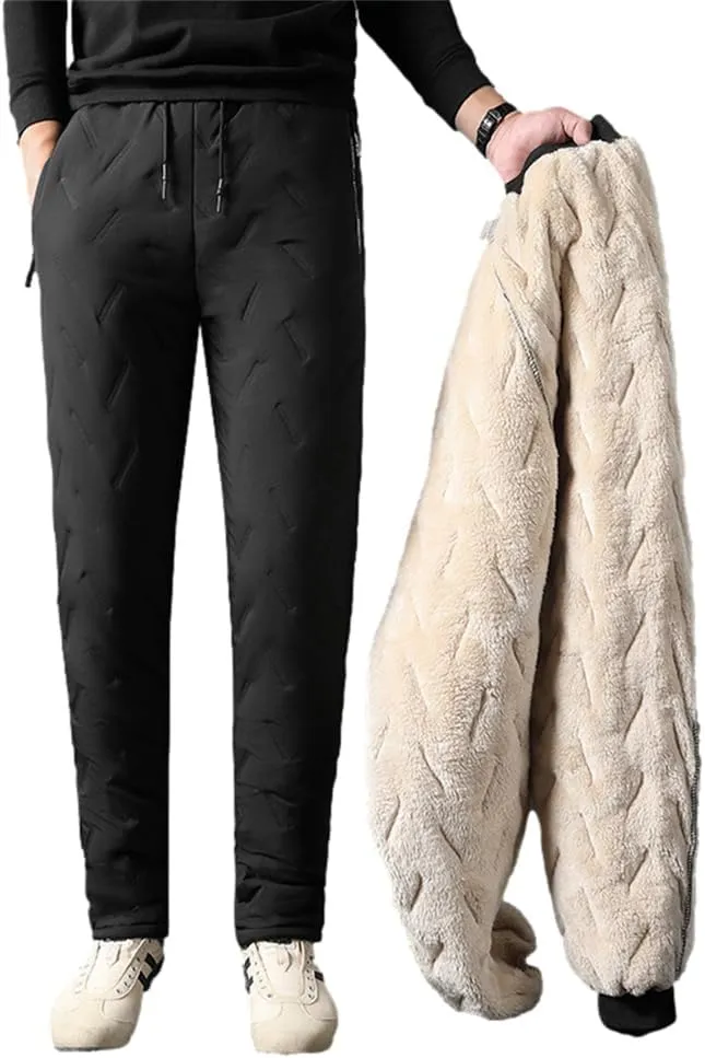 Unisex Fleece Jogging Bottoms - Embrace Cozy Comfort, Lambswool Fleece-Lined Joggers, Winter Warm Wide Leg Trousers