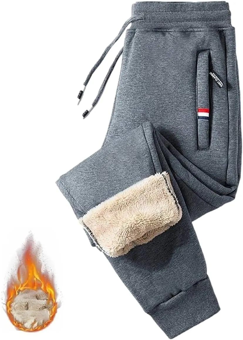 Unisex Fleece Jogging Bottoms - Embrace Cozy Comfort, Lambswool Fleece-Lined Joggers, Winter Warm Wide Leg Trousers