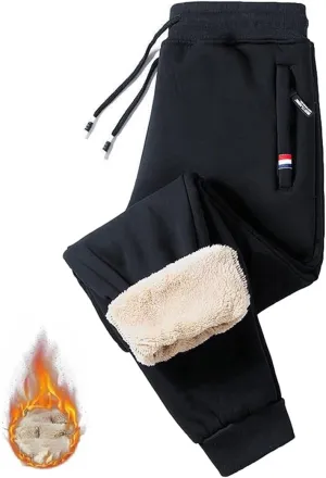 Unisex Fleece Jogging Bottoms - Embrace Cozy Comfort, Lambswool Fleece-Lined Joggers, Winter Warm Wide Leg Trousers