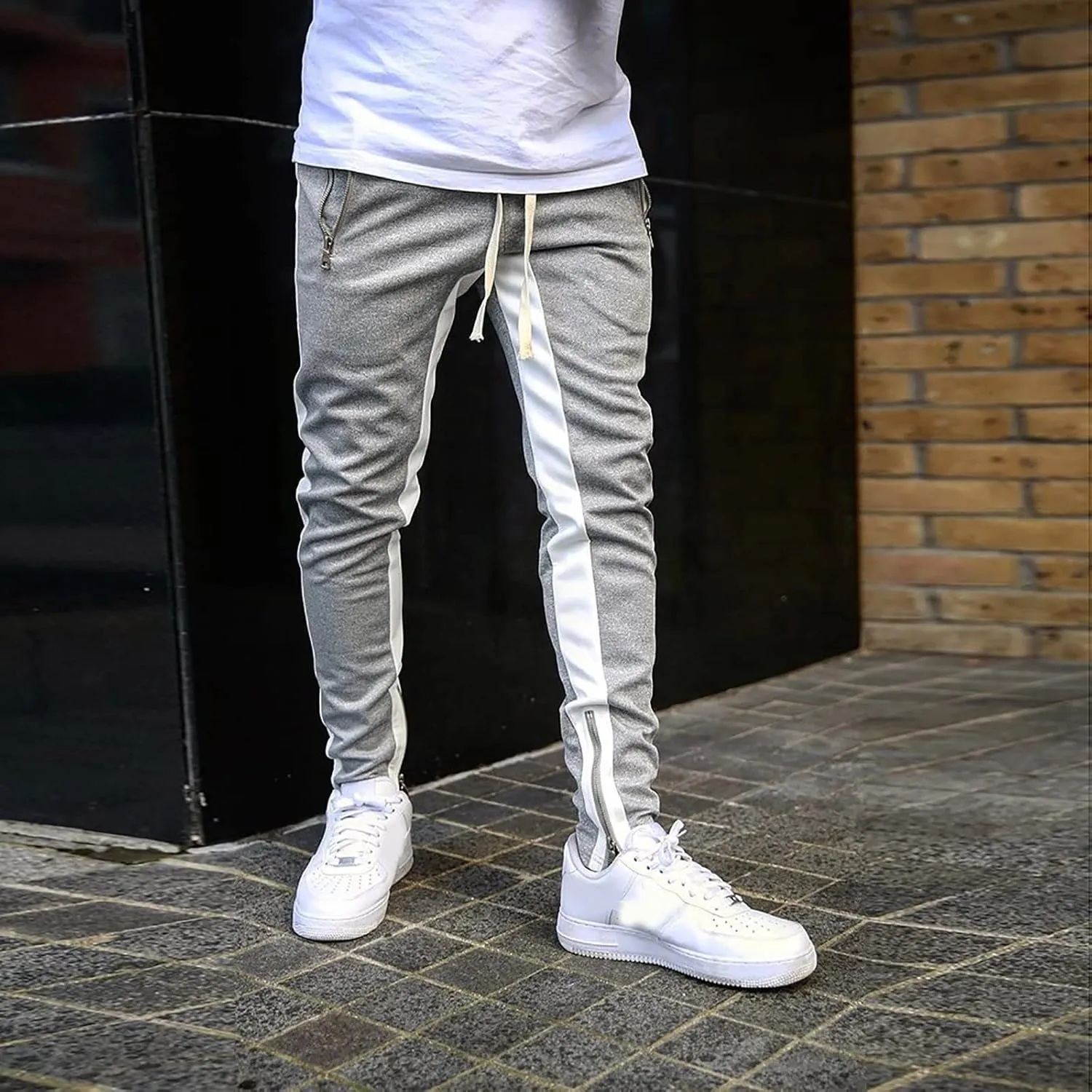 Vickyleb Joggers for Men Fashion,Men's Slim Fit Fleece Pants Winter Big and Tall Baggy Jogger Sweatpants