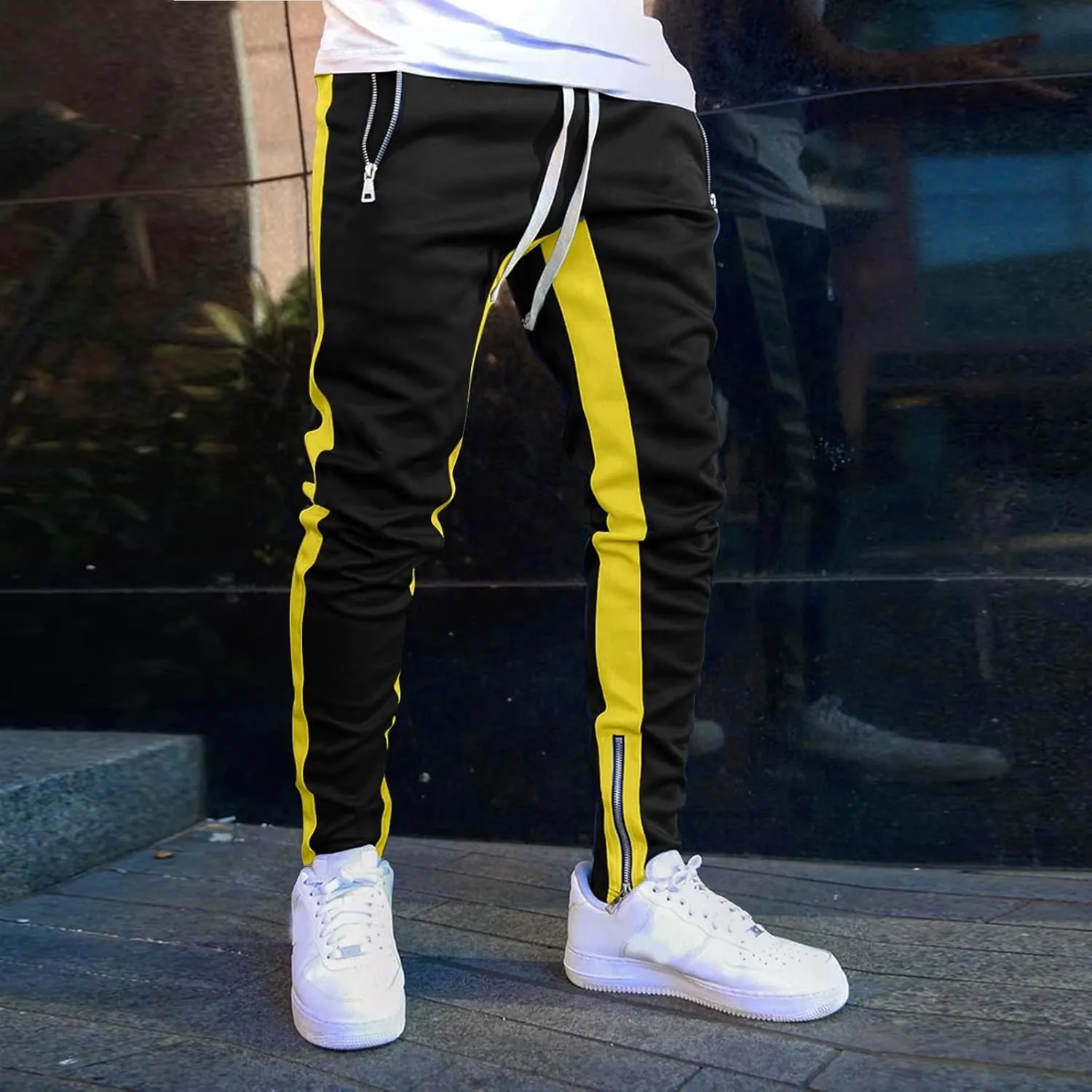 Vickyleb Joggers for Men Fashion,Men's Slim Fit Fleece Pants Winter Big and Tall Baggy Jogger Sweatpants