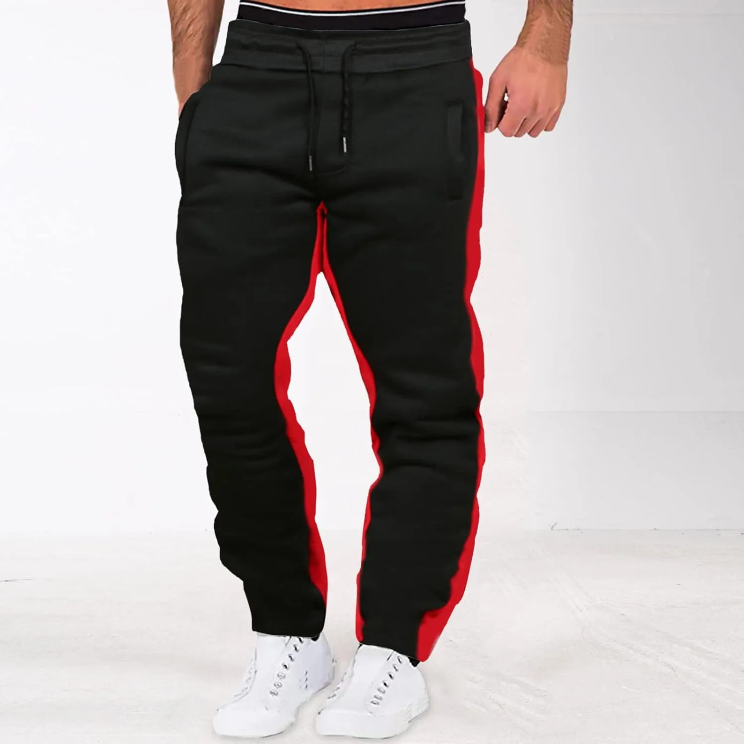 Vickyleb Joggers for Men Fashion,Men's Slim Fit Fleece Pants Winter Big and Tall Baggy Jogger Sweatpants