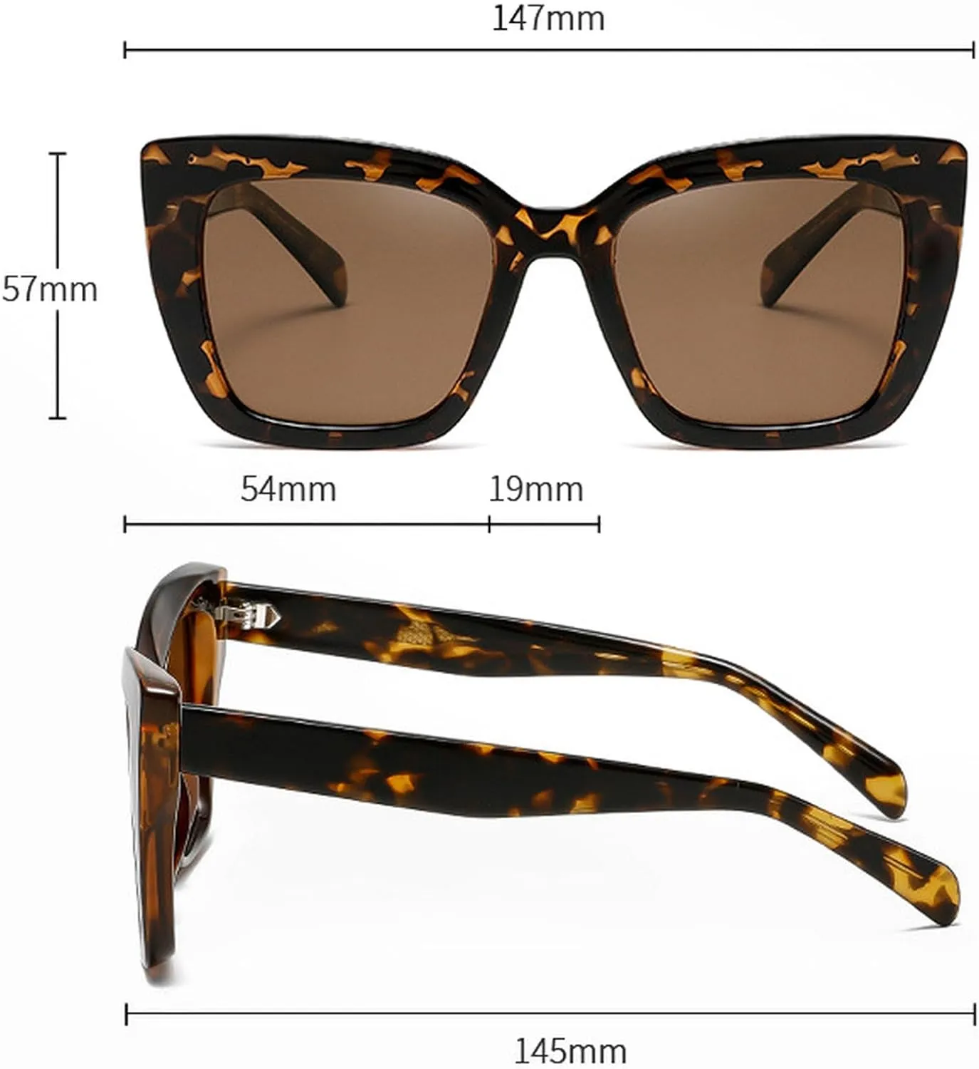 Vintage Cat Eye Sunglasses Women Square Polarized Sun Glasses Female Designer Retro Shades Fashion Oversized Sunglasses
