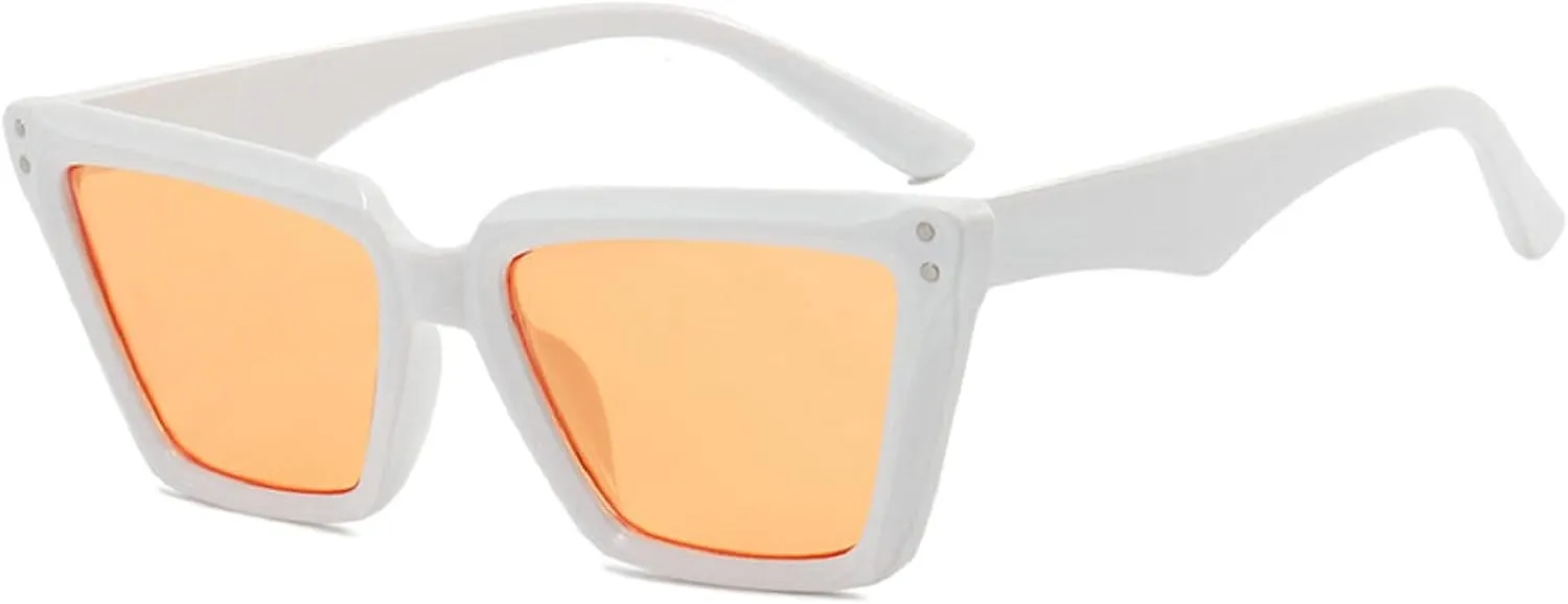 Vintage Cat Eye Women Sunglasses Fashion Gradient Mirror Eyewear Shades UV400 Men Punk Rivets Sun Glasses
