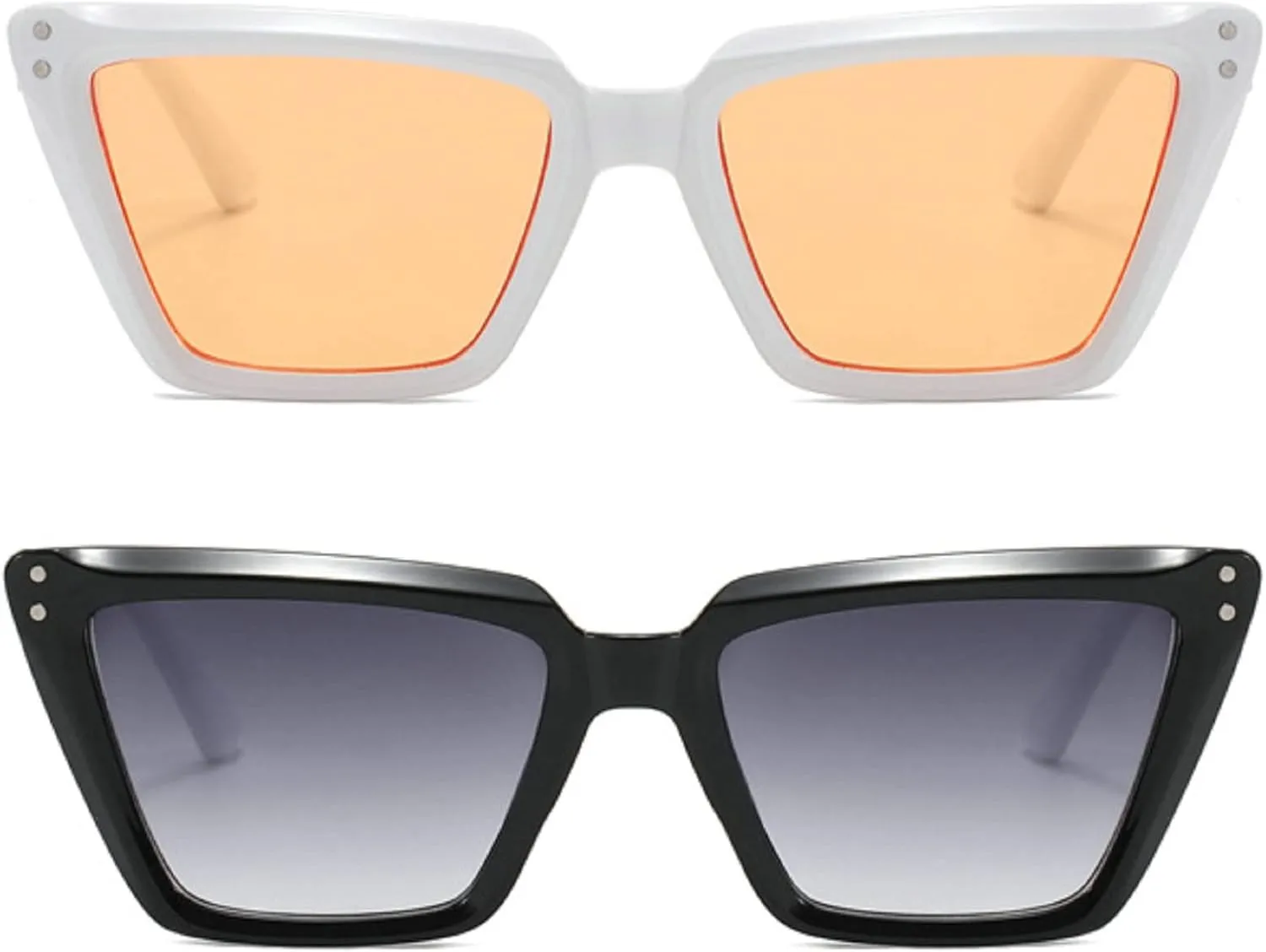 Vintage Cat Eye Women Sunglasses Fashion Gradient Mirror Eyewear Shades UV400 Men Punk Rivets Sun Glasses