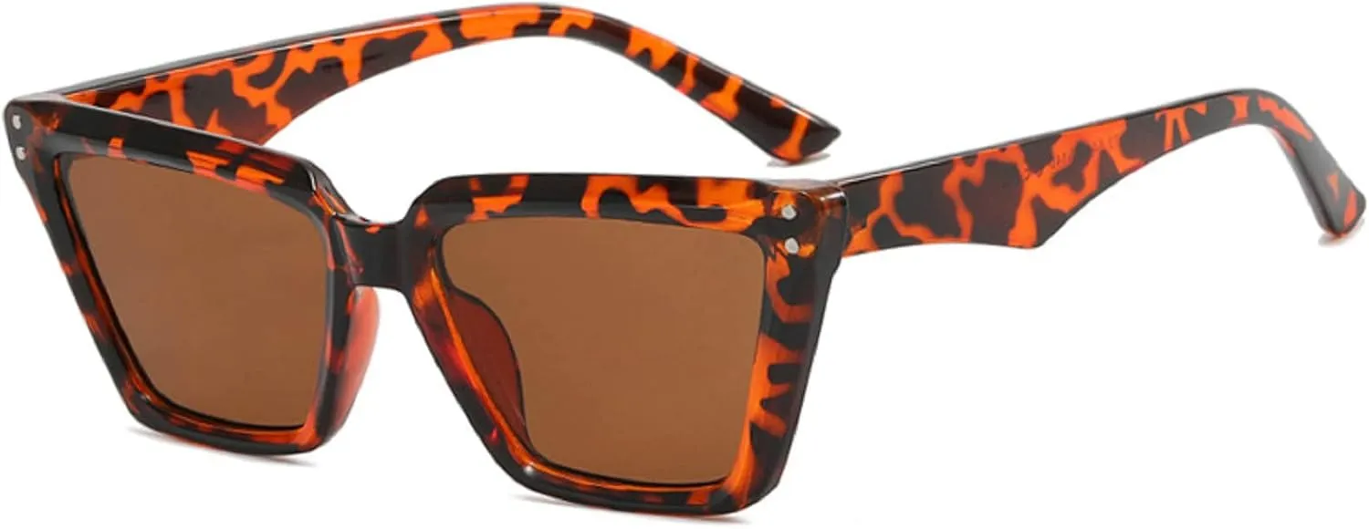 Vintage Cat Eye Women Sunglasses Fashion Gradient Mirror Eyewear Shades UV400 Men Punk Rivets Sun Glasses