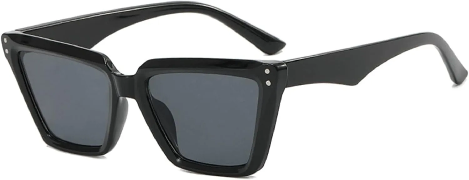 Vintage Cat Eye Women Sunglasses Fashion Gradient Mirror Eyewear Shades UV400 Men Punk Rivets Sun Glasses