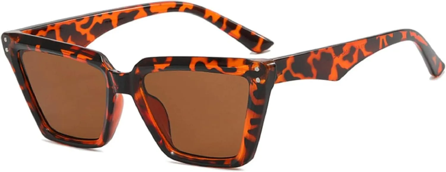 Vintage Cat Eye Women Sunglasses Fashion Gradient Mirror Eyewear Shades UV400 Men Punk Rivets Sun Glasses