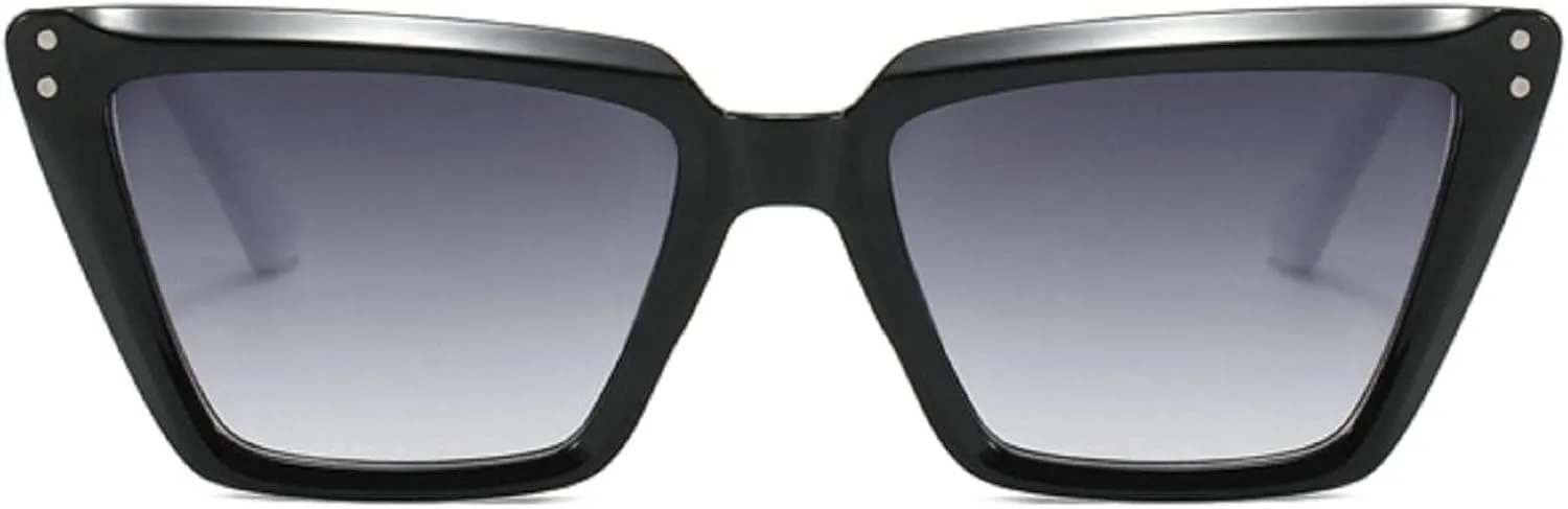 Vintage Cat Eye Women Sunglasses Fashion Gradient Mirror Eyewear Shades UV400 Men Punk Rivets Sun Glasses