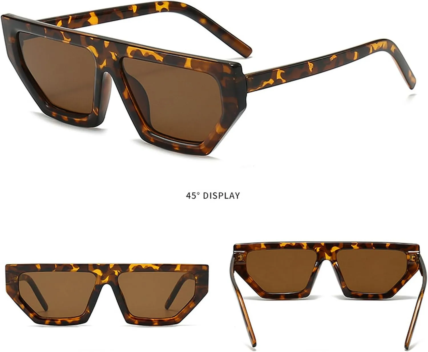 Vintage Square Sunglasses for Women Men Cat Eye Sunglasses Thick Frame Eyewear Female Fashion Polygon Sun Glasses