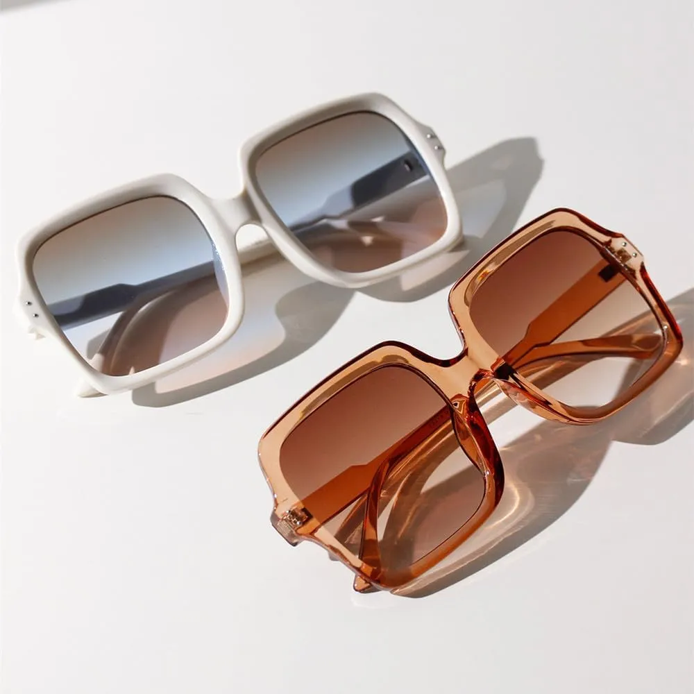 Vintage Trendy Oversized Sunglasses Women Men Retro Fashion Wide Sun Glasses Ladies Shade