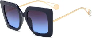 Vintage Women Sunglasses Fashion Oversized Pearl Cat Eye Big Alloy Sun Glasses