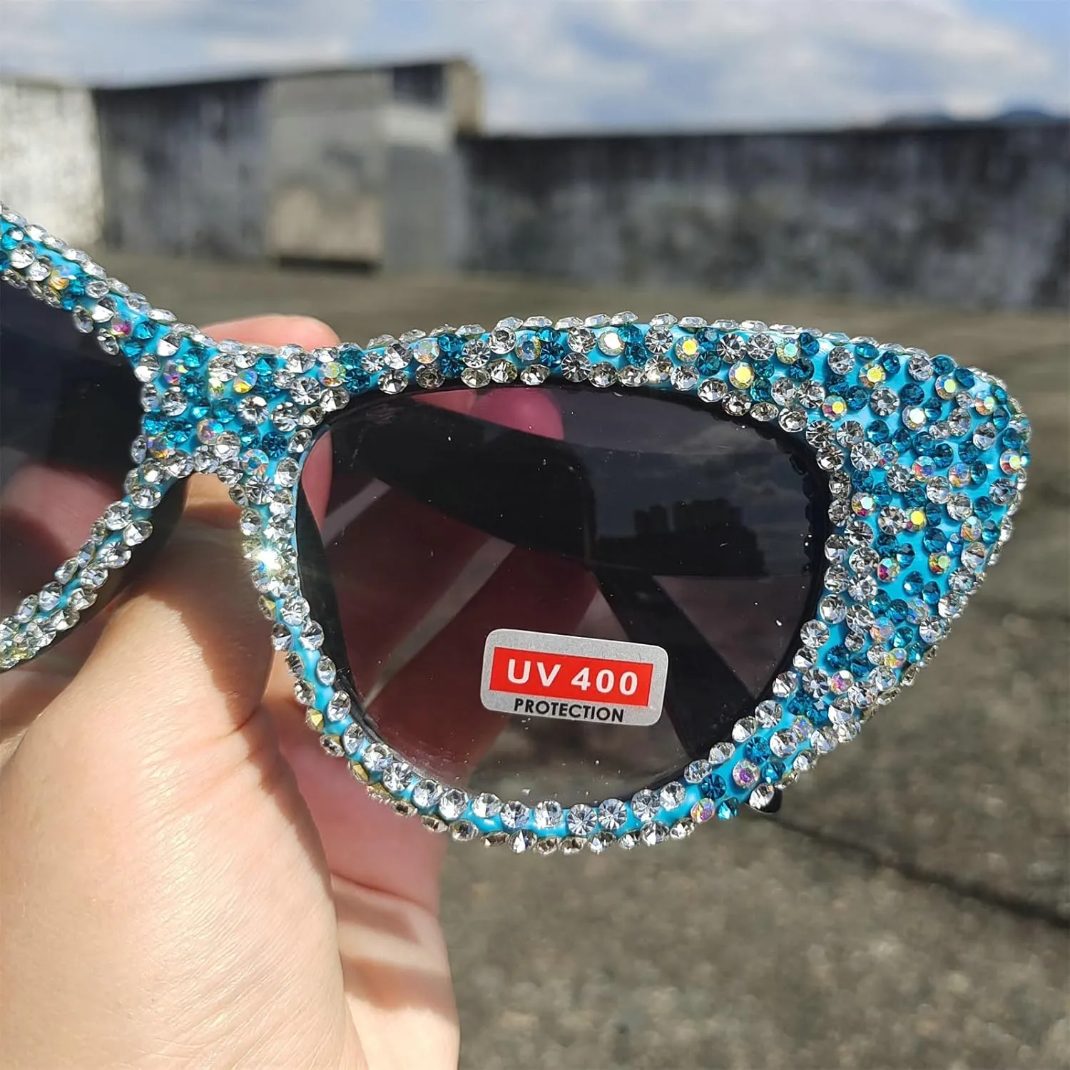 willochra Oversized Diamond Sunglasses Women Rhinestone Cat Eye Sunglasses Vintage Men bling party sunglasses Eyewear