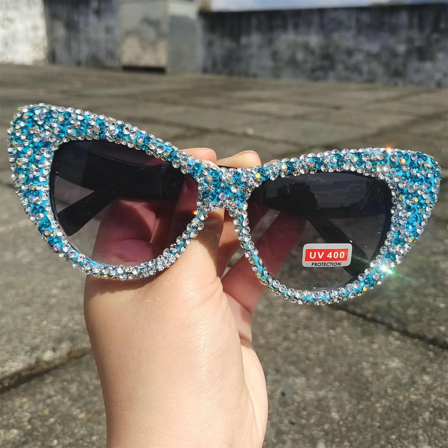 willochra Oversized Diamond Sunglasses Women Rhinestone Cat Eye Sunglasses Vintage Men bling party sunglasses Eyewear