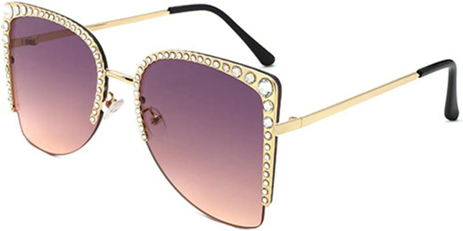 willochra Oversized Square Diamond Sunglasses Women Rhinestone Cat Eye Sunglasses Vintage Sparkling Party sunglasses Eyewear