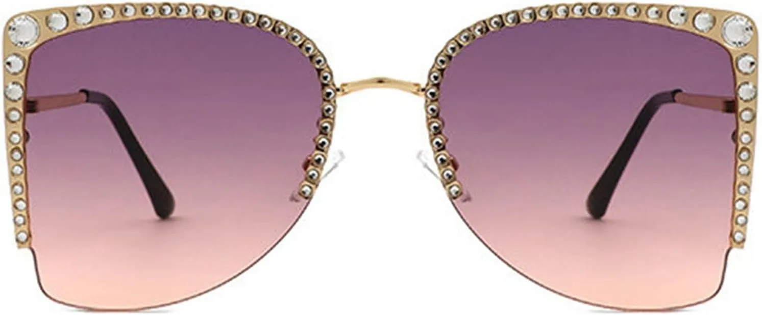 willochra Oversized Square Diamond Sunglasses Women Rhinestone Cat Eye Sunglasses Vintage Sparkling Party sunglasses Eyewear