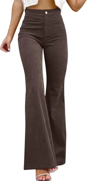 Women Linen Summer Loose Flowy Pants Low Waist Bootcut Slim-Fit Palazzo Lounge Pants Travel