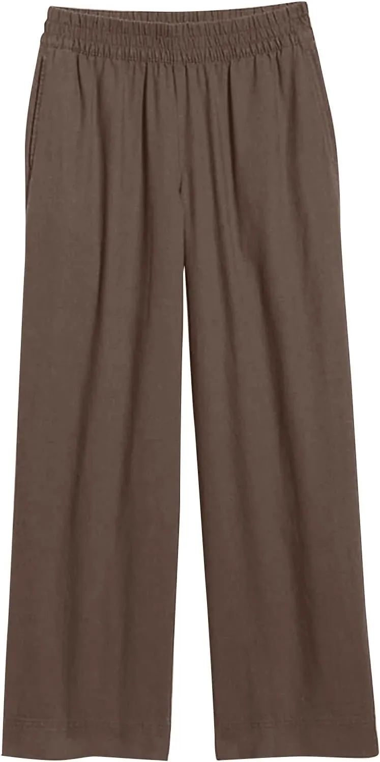 Women Wide Leg Pants High Waisted Cotton Linen Palazzo Lounge Pant Business Casual Paperbag Trousers with Pocket