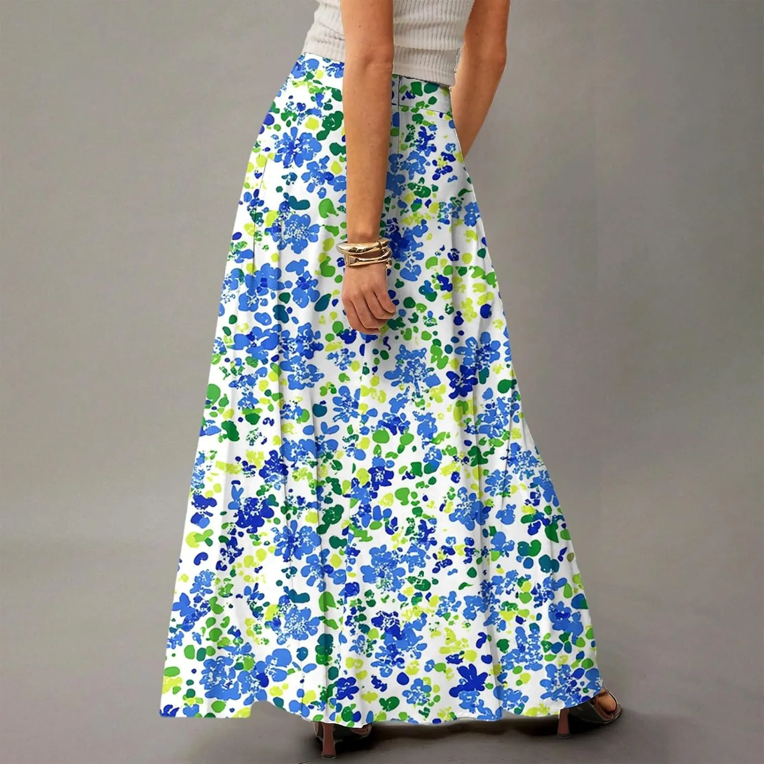 Women's 2025 Bohemian Long Skirts High Waist Flowy A Line Maxi Skirts with Pocket, S-2XL