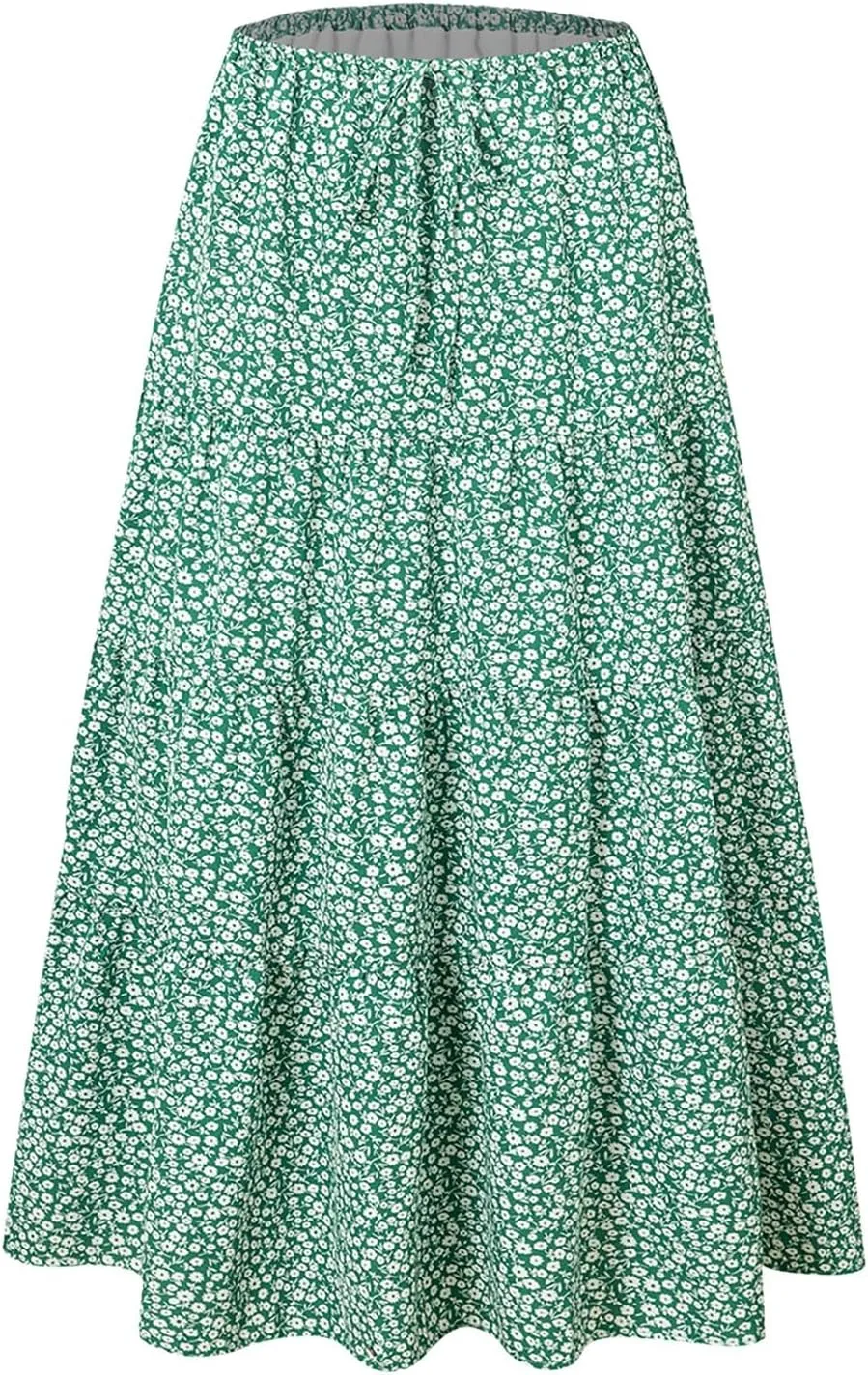 Women's 2025 Spring Summer High Waist Boho Floral Maxi Skirt Casual Flowy Swing Pleated A Line Beach Long Maxi Skirts