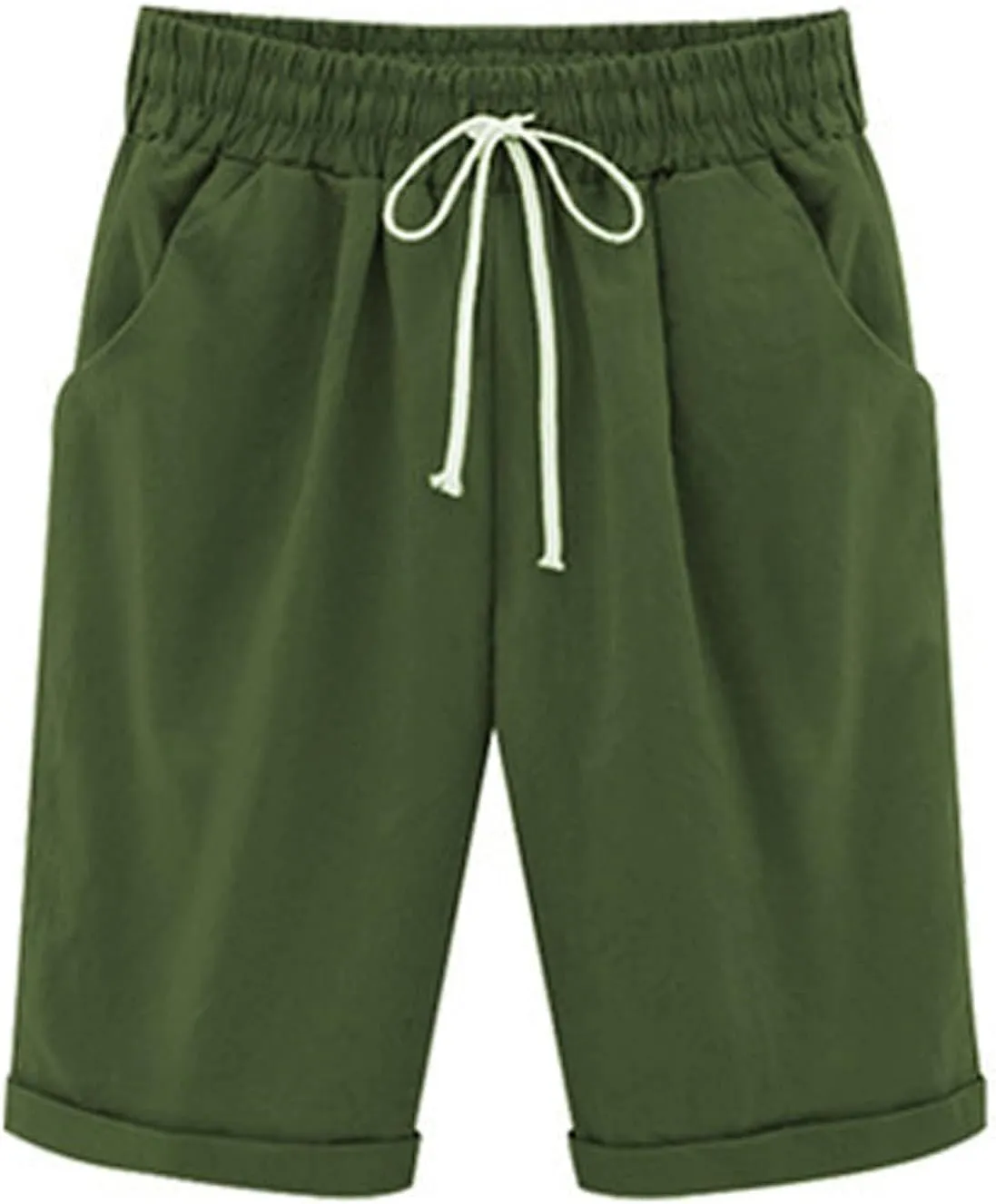 Women's Cargo Shorts Summer High Waisted Bermuda Shorts Casual Trendy Hiking Outfits Knee Length Pant with Pockets