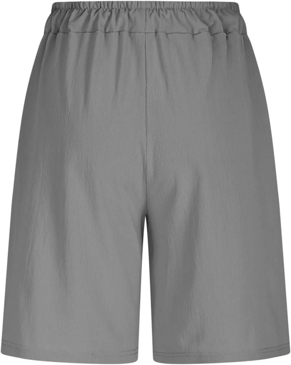 Women's Casual Shorts Elastic Waistband Solid Color Cotton Linen Cargo Short Relaxed Fit Straight Wide Leg Half Pants