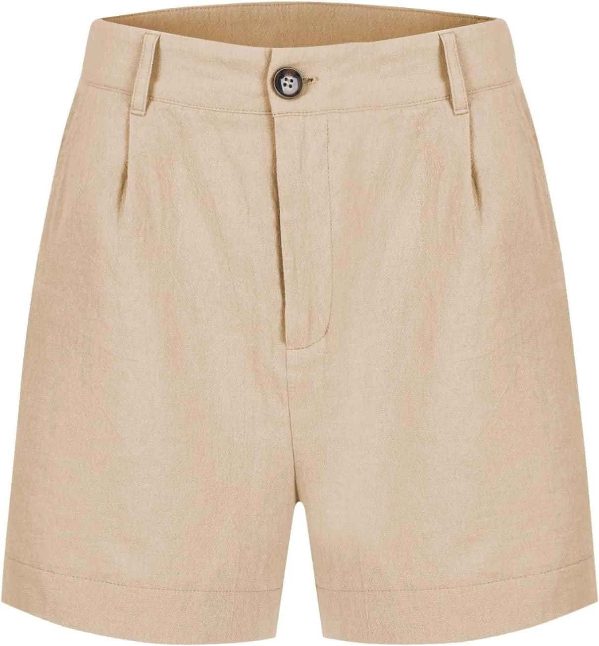 Womens Cotton Linen Shorts Summer Chino Shorts High Waisted Bermuda Shorts Dressy Wide Leg Shorts with Pockets