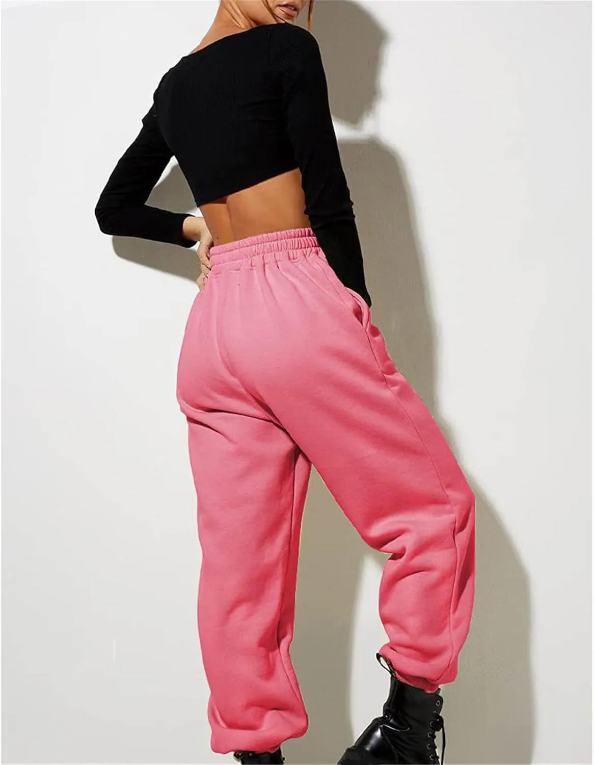 Womens Fleece Lined Sweatpants Women Printed Casual Pants Sports Closed Waist Elastic Waist Casual Loose Sweatpants