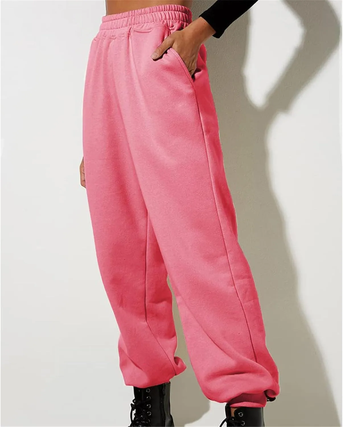 Womens Fleece Lined Sweatpants Women Printed Casual Pants Sports Closed Waist Elastic Waist Casual Loose Sweatpants