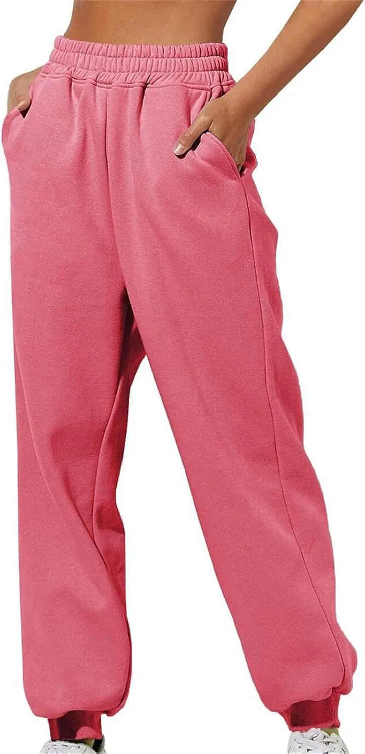 Womens Fleece Lined Sweatpants Women Printed Casual Pants Sports Closed Waist Elastic Waist Casual Loose Sweatpants