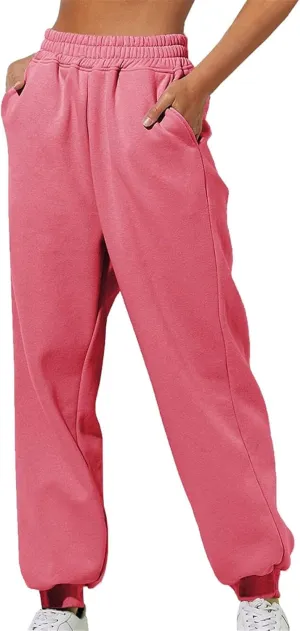 Womens Fleece Lined Sweatpants Women Printed Casual Pants Sports Closed Waist Elastic Waist Casual Loose Sweatpants