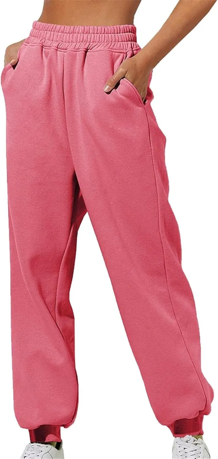 Womens Fleece Lined Sweatpants Women Printed Casual Pants Sports Closed Waist Elastic Waist Casual Loose Sweatpants