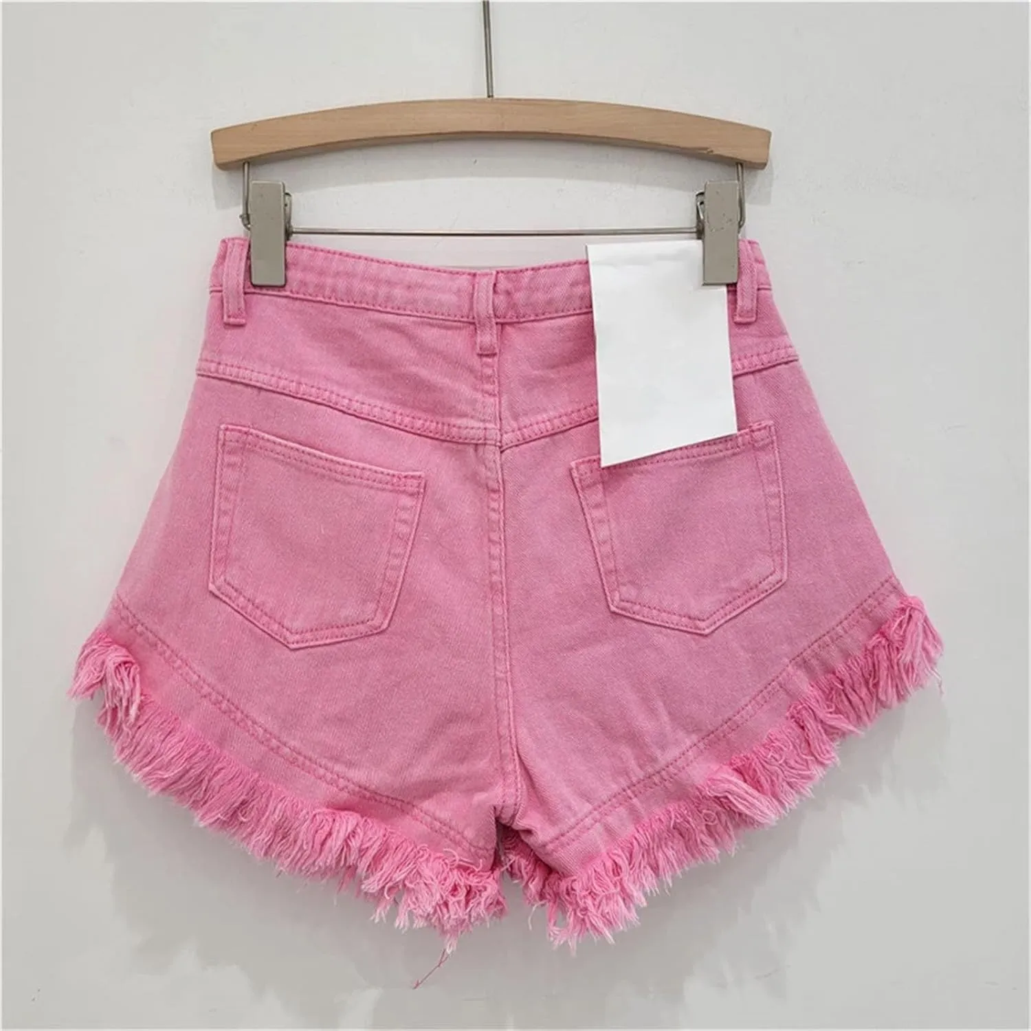 Women’s Frayed Hem Denim Shorts Spring Summer High Waist Retro Casual Wide-Leg
